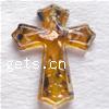 Moulding Lampwork Pendant, Cross, gold sand, 57x49x7mm, Hole:Approx 2MM, Sold by PC