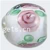 Handmade Lampwork Beads, Round shape, with flowers pattern, more colors for choice, 10x10mm, Sold by PC