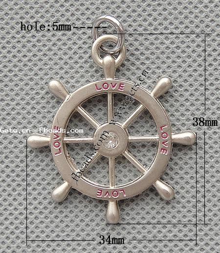 Zinc Alloy Ship Wheel & Anchor Pendant, plated, nautical pattern & enamel, more colors for choice, 38x34x3mm, Hole:Approx 5mm, Sold By PC