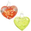 Inner Flower Lampwork Pendants, Heart, more colors for choice, 30×32mm, Sold by PC