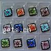 Inner Flower Lampwork Pendants, with Plastic Box, Rhombus, mixed colors Approx 6mm 