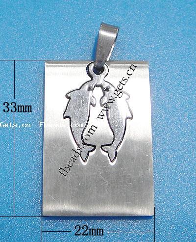 Stainless Steel Pendants, 304 Stainless Steel, Rectangle, original color, Hole:Approx 8x4mm, Sold By PC