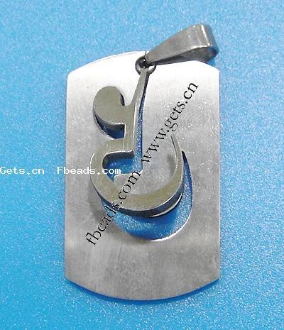 Stainless Steel Pendants, 304 Stainless Steel, Rectangle, original color, Hole:Approx 8x4mm, Sold By PC