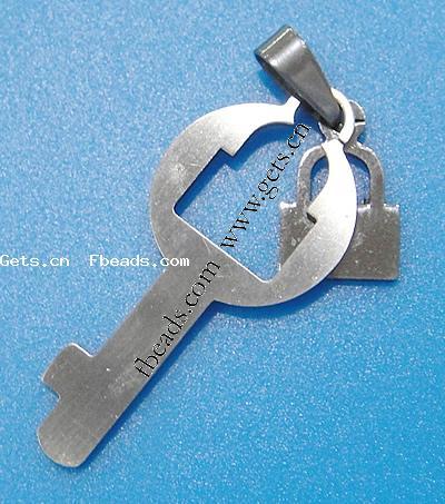 Кулоны из нержавеющей стали, Нержавеющая сталь 304, Ключ, оригинальный цвет, отверстие:Приблизительно 8x4mm, продается PC