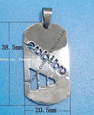 Stainless Steel Pendants, 304 Stainless Steel, Rectangle, hollow, original color, Hole:Approx 7x5mm, Sold By PC