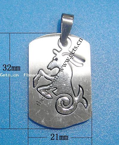 Stainless Steel Pendants, 304 Stainless Steel, Rectangle, original color, Hole:Approx 7x4mm, Sold By PC