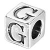 Sterling Silver Alphabet Beads, 925 Sterling Silver, Cube, plated, with letter pattern Approx 4mm 