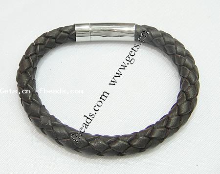 Cowhide Bracelets, 316 stainless steel bayonet clasp, different length for choice, more colors for choice, 10mm, Sold By Strand
