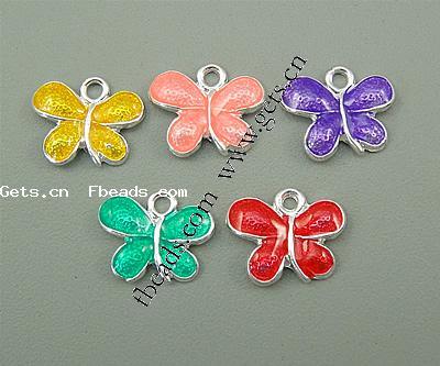 Zinc Alloy Enamel Pendants, Butterfly, plated, more colors for choice, 10x13x2mm, Hole:Approx 2mm, Sold By PC