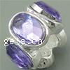 Rhinestone Zinc Alloy European Beads, Rondelle, plated, with acrylic rhinestone & without troll cadmium free Approx 4.5mm 