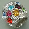 Rhinestone European Beads, Zinc Alloy, with Rhinestone, Drum, plated, without troll Approx 7mm 