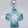 CRYSTALLIZED™ Crystal Sterling Silver Pendants, 925 Sterling Silver, with CRYSTALLIZED™, Cross, plated Approx 3.5mm 
