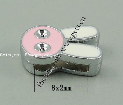 pulsera de diapositiva de esmalte de aleación de zinc, con esmalte, Conejo, chapado, más colores para la opción, 13x8x4mm, agujero:aproximado 8x2mm, Vendido por UD