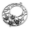Zinc Alloy Flat Round Pendants, plated, with flower pattern Approx 2mm 