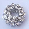 Rhinestone European Beads, with Zinc Alloy, Rondelle, plated, with Mideast rhinestone nickel, lead & cadmium free, Grade A Approx 5mm 