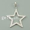 Cubic Zirconia Sterling Silver Pendants, 925 Sterling Silver, Star, plated, with lobster clasp & with cubic zirconia Approx 3mm 