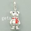Enamel Sterling Silver Pendants, 925 Sterling Silver, Bear, plated, with lobster clasp Approx 3mm 