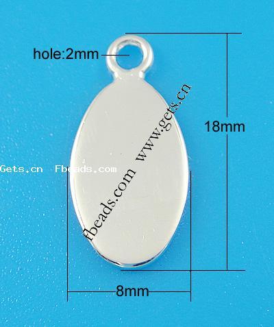 Sterling Silver Tag, 925 Sterling Silver, Oval, plated, more colors for choice, 18x8x1mm, Hole:Approx 2mm, Sold By PC
