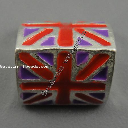 Enamel Zinc Alloy European Beads, Triangle, plated, large hole, more colors for choice, 12x11x11mm, Hole:Approx 5.5mm, Sold By PC