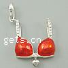Enamel Sterling Silver Pendants, 925 Sterling Silver, Bra, with lobster clasp, red Approx 3mm 