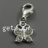Zinc Alloy Lobster Clasp Charm, Animal, plated, with rhinestone Approx 5mm 