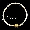 PU Leather European Bracelet Chain, brass European clasp, plated 3mm Inch 