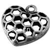 Zinklegierung Herz Anhänger, plattiert, hohl, keine, 22x20x8.5mm, Bohrung:ca. 2mm, 200PCs/Tasche, verkauft von Tasche