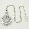 Pocket Watch, Zinc Alloy, with Glass, Round, plated, twist oval chain & with flower pattern Approx 17.5 Inch 
