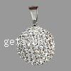 Rhinestone Stainless Steel Pendants, with Stainless Steel, Round Approx 