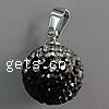 Rhinestone Stainless Steel Pendants, with Stainless Steel, Round & two tone Approx 