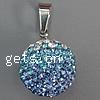 Rhinestone Stainless Steel Pendants, with Stainless Steel, Round blue Approx 