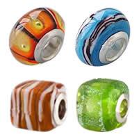 Silver Plated Double Core Lampwork European Beads