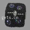 Indonesia Jewelry Beads, with Brass, Rectangle, with acrylic rhinestone & large hole, black, cadmium free Approx 3mm 