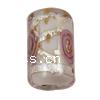 Silberfolie Lampwork Perlen, Rohr, handgemacht, mit Blumenmuster & Goldsand, keine, 18x12mm, Bohrung:ca. 2mm, 1000PCs/Tasche, verkauft von Tasche