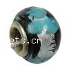 Silver Plated Double Core Lampwork European Beads, Rondelle, cupronickel double core without troll & silver foil Approx 5mm 