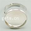Brass Bezel Ring Base, Flat Round, plated, adjustable 20mm, Inner Approx 18mm, US Ring .5 