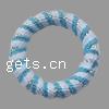 Woven Linking Rings, with Cloth & Wood, Donut, blue Approx 22mm 