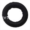 Woven Linking Rings, with Wool & Wood, Donut, black Approx 26mm 