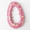 Woven Linking Rings, with Wax Cord & Wood, Oval, pink Approx 
