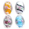 Handmade Lampwork Beads, oval, with flowers pattern, more colors for choice, 15x12mm, Sold by PC