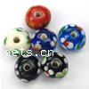 Handmade Lampwork Beads, Rondelle, with flowers pattern, more colors for choice, 13x9mm, Sold by PC
