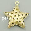 Brass Star Pendants, plated, with star pattern & brushed & hollow Approx 2mm 