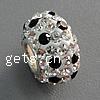 Rhinestone European Beads, Rhinestone Clay Pave, Rondelle, sterling silver single core without troll Approx 4.5mm 