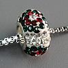Rhinestone European Beads, Rhinestone Clay Pave, Rondelle, sterling silver double core without troll Approx 4.5mm 