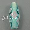Abalorio de Murano refinado , Cristal de murano, Óvalo, con patrón de flores, 22x9mm, agujero:aproximado 2.5mm, Vendido por UD[
