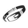 Silikon Edelstahl Armbänder, Edelstahl Verschluss, schwarz, Länge:8 ZollInch, verkauft von Strang