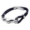Silicone Stainless Steel Bracelets, stainless steel clasp, black Inch 