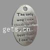 Zinc Alloy Message Pendants, Oval, plated, with letter pattern Approx 3mm 