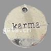 Zinc Alloy Message Pendants, Flat Round, plated, with letter pattern Approx 2mm 