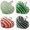 Lampwork Pendants, Heart, handmade, stripe Approx 3mm 